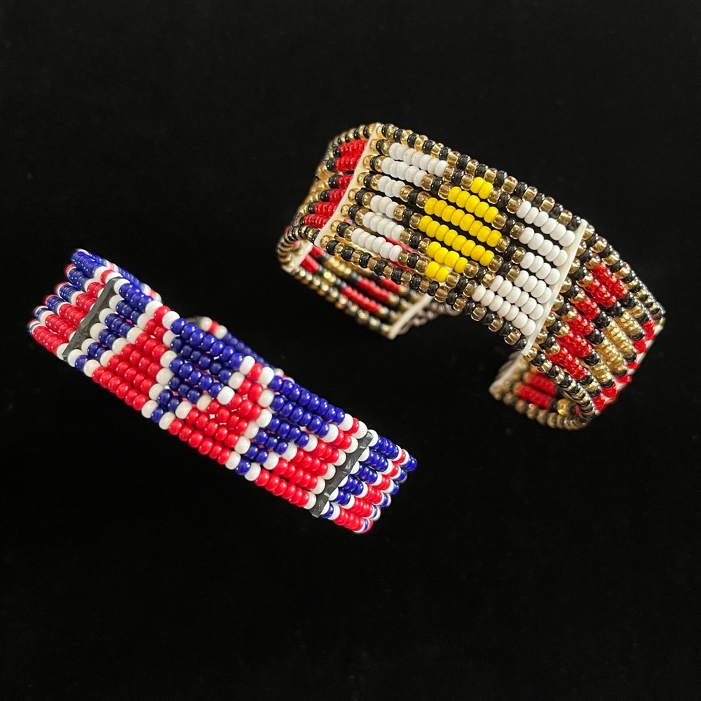 Vintage Small Beaded Cuff/Bangle Bracelet Set